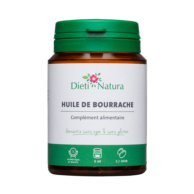 Huile de Bourrache 60 et 200 Capsules  Beauté  Dieti Natura