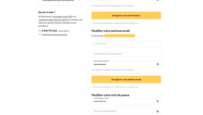 Modification adresse mail