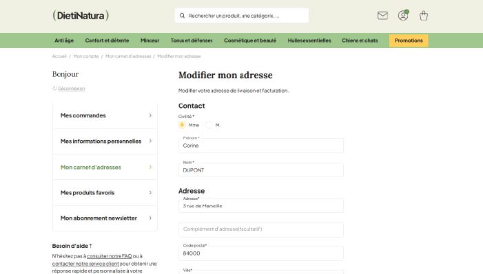 Modifier son adresse et son numéro de téléphone