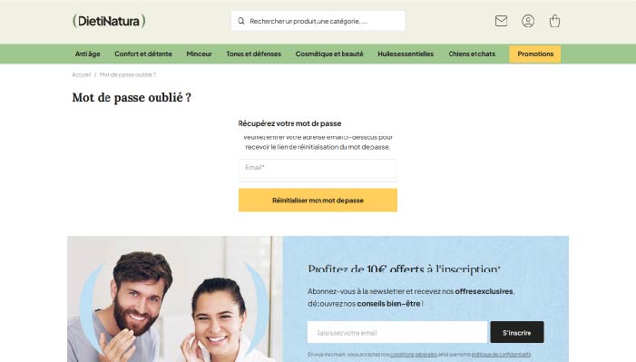 Demande de réinitialisation du mot de passe